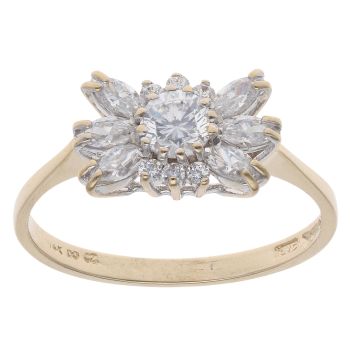 9ct Yellow Gold Cubic Zirconia Cluster Ring