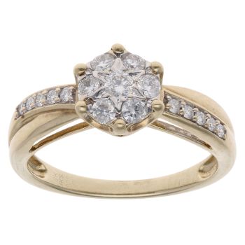 9ct Yellow Gold 0.50ct Brilliant Cut Diamond Cluster Ring