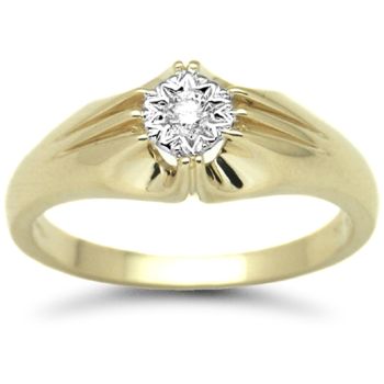 9ct Yellow Gold 0.10ct Diamond Signet Ring