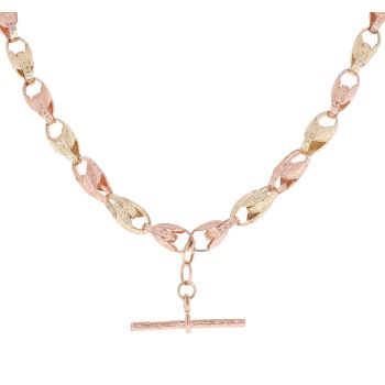 9ct Yellow And Rose Gold Patterned Tulip Chain 22"