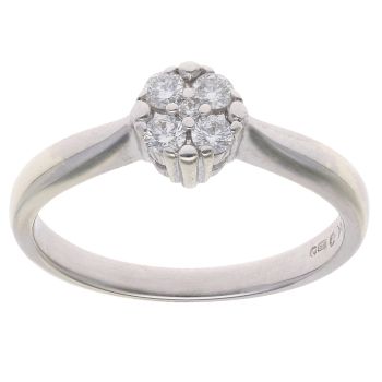 9ct White Gold 0.20ct Brilliant Cut Diamond Cluster Ring