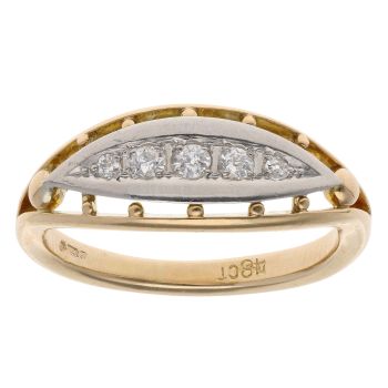 18ct Yellow And White Gold 0.15ct Brilliant Cut Diamond Five Stone Ring