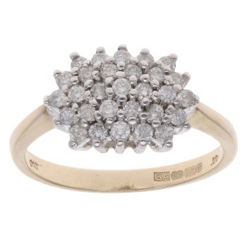 9ct Yellow Gold 0.50ct Brilliant Cut Diamond Cluster Ring