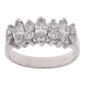 14ct White Gold 1.20ct Brilliant And Marquise Cut Diamond Fancy Ring