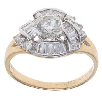 18ct Yellow Gold 1.10ct Brilliant and Baguette cut Diamond Fancy Ring