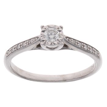 9ct White Gold 0.25ct Brilliant Cut Diamond Solitaire Ring