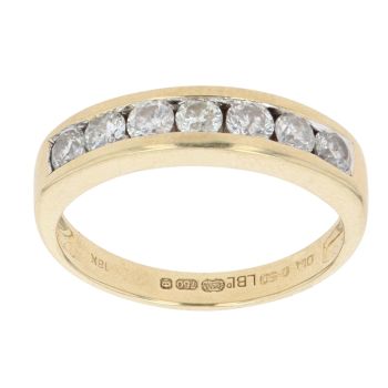 18ct Yellow Gold 0.50ct Brilliant Cut Diamond Half Eternity Ring