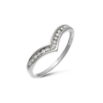 9ct White Gold 0.10ct Wishbone Diamond Ring