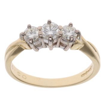 18ct Yellow Gold 0.50ct Brilliant Cut Diamond Trilogy Ring
