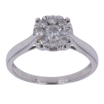 9ct White Gold 0.50ct Diamond Cluster Ring