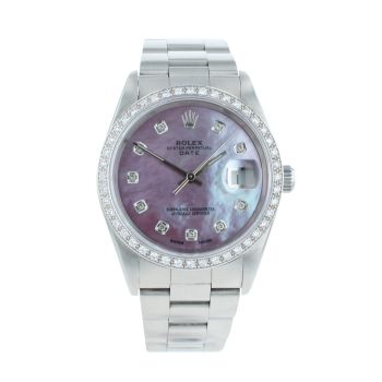 Rolex Custom Oyster Perpetual Date Pre Owned Watch Ref 15210