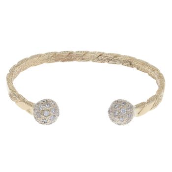 9ct Yellow Gold Cubic Zirconia Patterned Torque Bangle