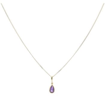 9ct Yellow Gold Amethyst Pendant and Chain 16"
