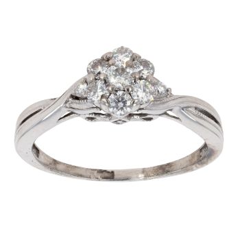 9ct White Gold 0.50ct Diamond Twist Cluster Ring