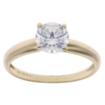 14ct Yellow Gold Cubic Zirconia Solitaire Ring
