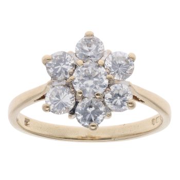 9ct Yellow Gold Cubic Zirconia Cluster Ring