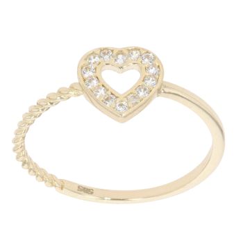 Children's 14ct Yellow Gold Cubic Zirconia Open Heart Ring