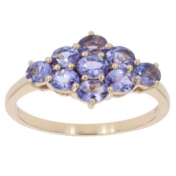 9ct Yellow Gold Tanzanite Cluster Ring