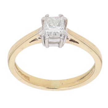 18ct Yellow Gold 0.50ct Emerald Cut Diamond Solitaire Ring
