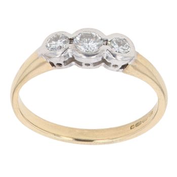 18ct Yellow Gold 0.30ct Brilliant Cut Diamond Trilogy Ring