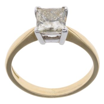 18ct Yellow Gold 1.50ct Princess Cut Diamond Solitaire Ring