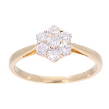 18ct Yellow Gold 0.50ct Diamond Cluster Ring