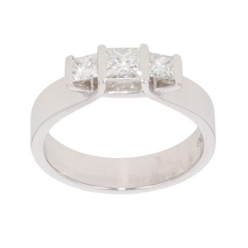 18ct White Gold 0.65ct Princess Cut Diamond Trilogy Ring