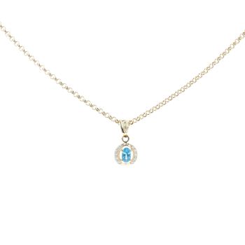 14ct Yellow Cubic Zirconia Blue Gemstone Pendant 24"