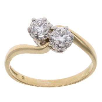 18ct Yellow Gold 0.60ct Brilliant Cut Diamond Two Stone Ring