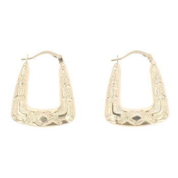 9ct Yellow Gold Patterned Handbag Creole Earrings