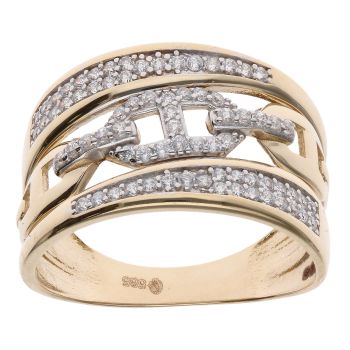 14ct Yellow And White Gold Fancy Cubic Zirconia Ring