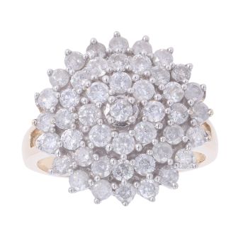 9ct Yellow Gold 2.00ct Brilliant Cut Diamond Cluster Ring