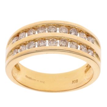 18ct Yellow Gold 0.75ct Diamond Two Row Fancy Ring
