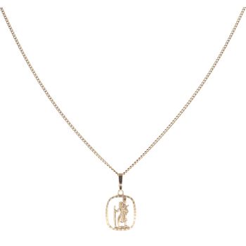 9ct Yellow Gold St George Pendant and Curb Chain 16"
