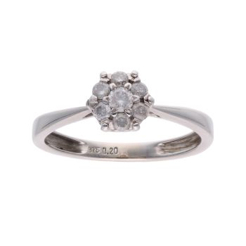 9ct White Gold 0.20ct Diamond Cluster Ring