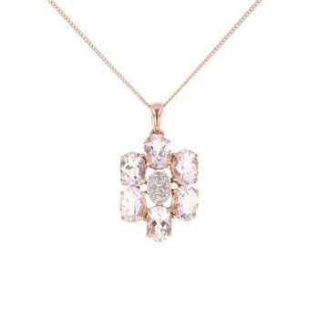 9ct Rose Gold 0.03ct Diamond And Moissanite Pendant And Chain 16"