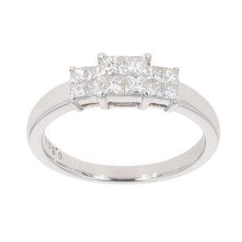 18ct White Gold 0.50ct Princess Cut Cluster Ring