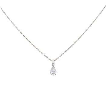 18ct White Gold 0.45ct Pear Cut Diamond Pendant And Chain 16"