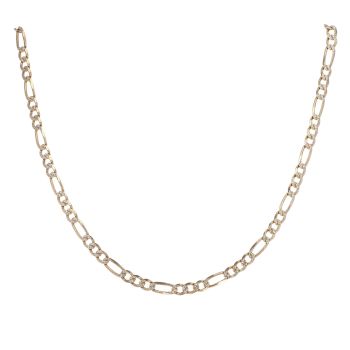 9ct Yellow Gold Patterned Figaro Chain 18"