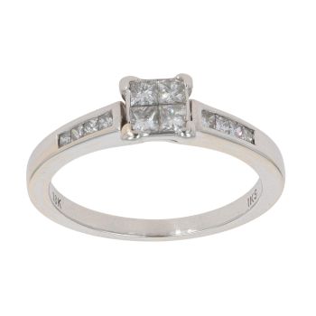 18ct White Gold 0.45ct Princess Cut Diamond Cluster Ring