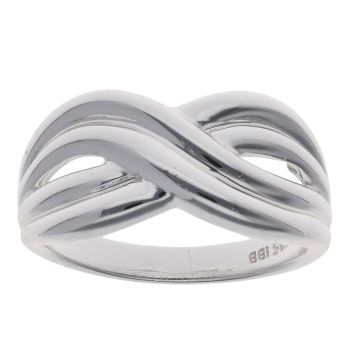 Silver Double Crossover Ring By Icesia