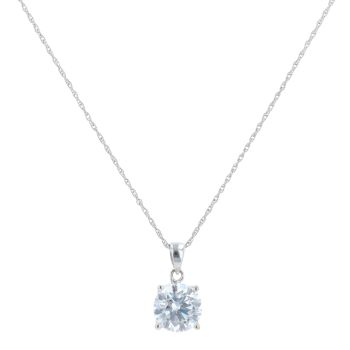 9ct White Gold Cubic Zirconia Solitaire Pendant and Chain 18"