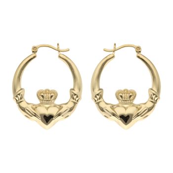 Gold Plated Silver Claddagh Creole Earrings