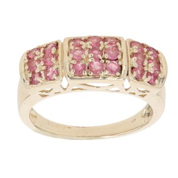 9ct Yellow Gold Pink Topaz Cluster Ring