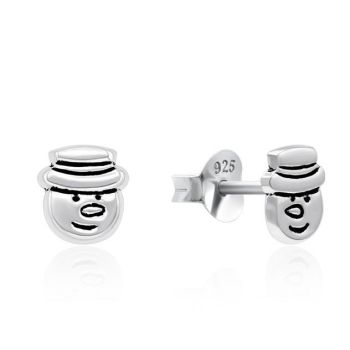 Silver 6x5.5mm Snowperson Stud Earrings