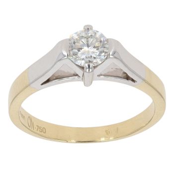 18ct Yellow And White Gold 0.50ct Brilliant Cut Diamond Solitaire Ring