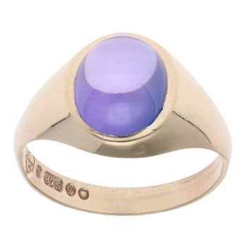 9ct Yellow Gold Amethyst Cabochon Signet Ring