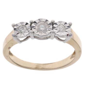 9ct Yellow Gold 0.25ct Diamond Trilogy Ring