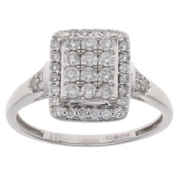 9ct White Gold 0.70ct Brilliant Cut Diamond Cluster Ring