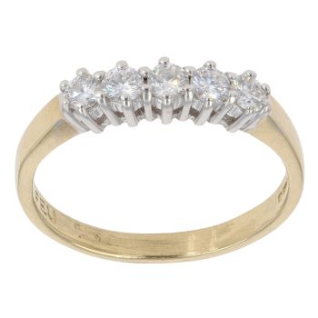18ct Yellow Gold 0.33ct Brilliant Cut Diamond Five Stone Ring
